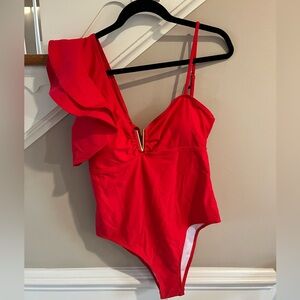 Red Ruffled Swimsuit